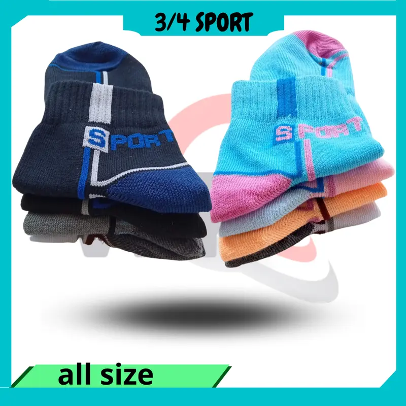 Promo 3 6 12 Pasang Kaos Kaki Sport Premium Semata Kaki Cowok Cewek Bahan Tebal Motif New kaus Kaki Olahraga lari Senam Bersepeda Jaya Abadi Kaos Kaki 5