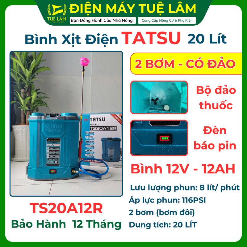 Bình phun thuốc 2 bơm TATSU TS20A12R Có chế độ đảo thuốc báo pin điện tử thông mình