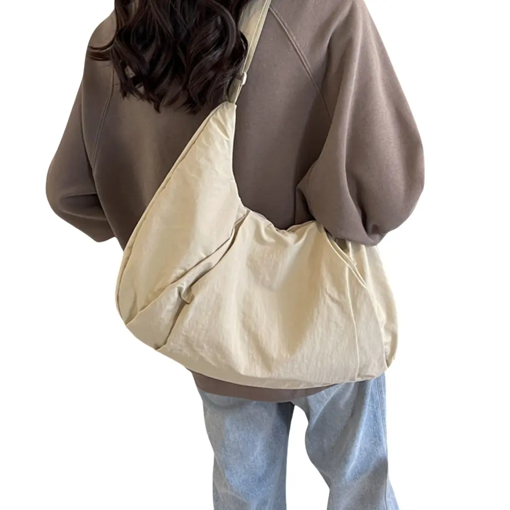 Women Japanese Style Crossbody Bag Large Capacity Shoulder Bag Solid Color Dumplings Bag Female Casual Messengers Bag