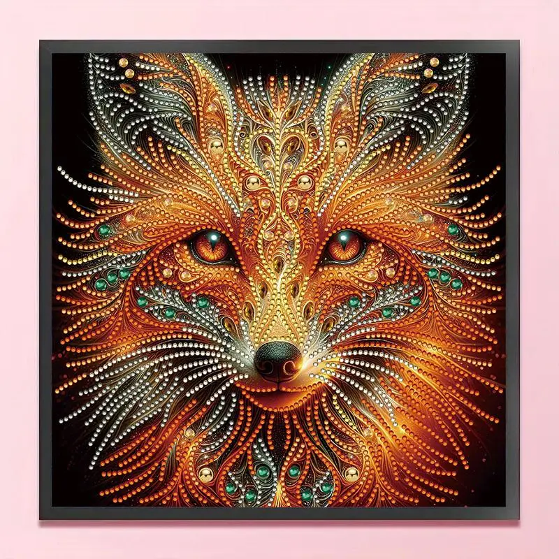 Fox Pattern DIY Diamond Arts Colorful Painting Kit without Frame, 5D Diamond Decor Painting by Numbers Kit, DIY Wall Art Decor 2