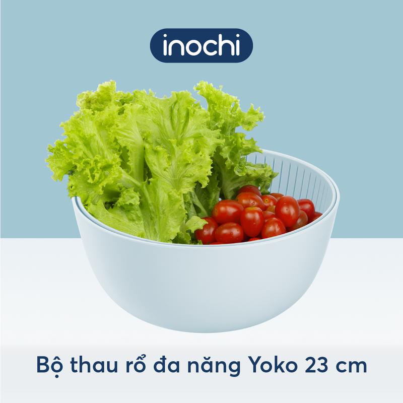 Bộ thau rổ TRÒN đa năng Inochi - Yoko 23 cm, cao cấp kháng khuẩn