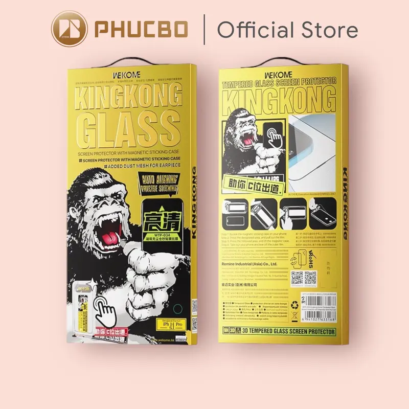 Kính Cường Lực Kingkong Vàng Khung Tự Dán - Màng Loa Chống Bụi - Hạn Chế Vân Tay - Dễ Dán Tại Nhà cuong  luctrongsuot Phụ Kiện 0