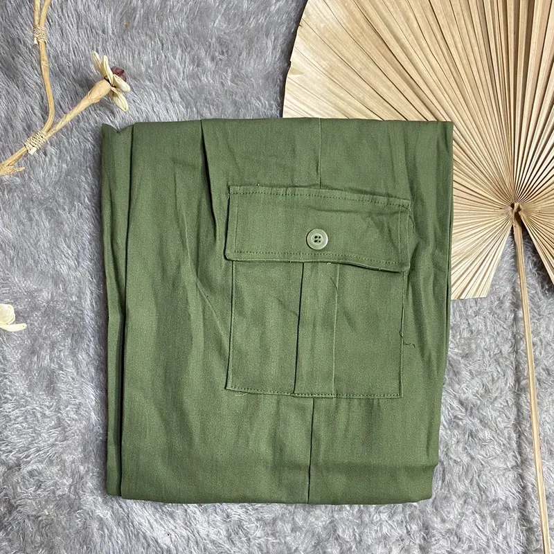 AESTORE - Zena Celana Kulot Cargo Panjang Wanita Highwaist Premium Berkancing Rasleting Bahan Twill Combad Premium Kekinian Korean Style Kantong kanan kiri pinggang belakang Karet  celana panjang Kerja Bawahan Basic Formal Samping Kantor Nyaman outfit 8