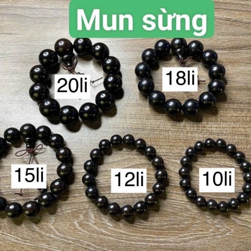 Vòng tay gỗ mun sừng chìm nuớc đen bóng size 6-20 mm phong thuỷ trang sức  Đeo Tay Phụ Kiện Hoa 3