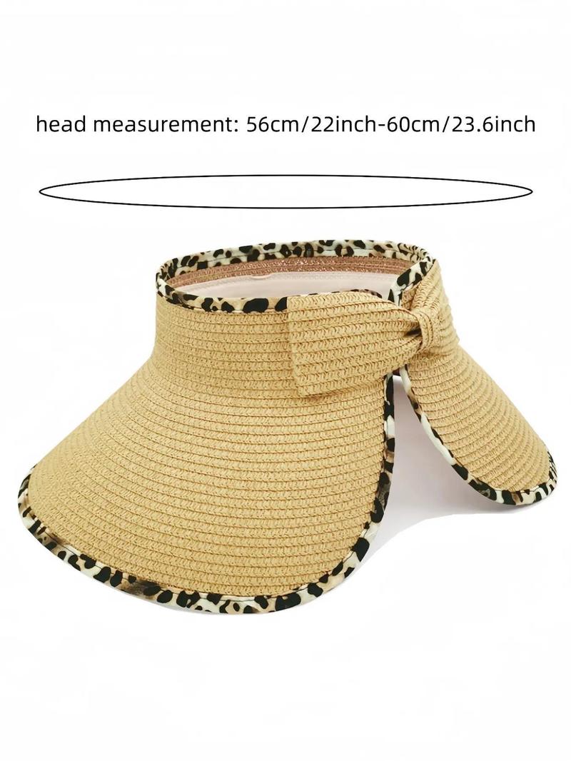 Product Introduction of Women's Solid Color Cute Bow Design Wide Brim Straw Hat, Casual Trendy Foldable Sun Hat for Beach, Fashion Accessories for Women & Girls, Travel Essentials 15