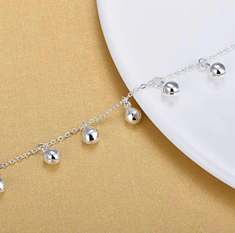 Lắc chân CHUÔNG kêu mắt đơn S925 dày dặn cho nữ, trẻ trung, hiện đại