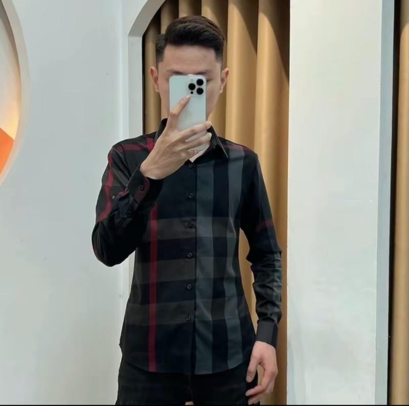 Áo sơ mi nam dài tay chất vải lụa cotton vải dày mềm mịn thoáng mát thiết kế sọn đỏ xám trẻ trung from chuẩn mẫu mới TB FASHION Menswear Có Cổ