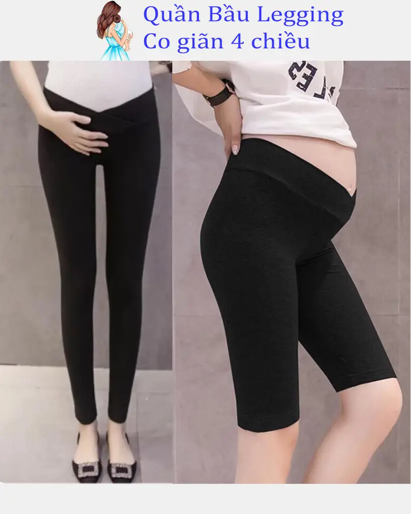 Quần Bầu leging cạp chéo chất cotton co giãn 4 chiều, thiết kế Dài - Lửng -Sooc đủ size cho mẹ bầu từ 40 đến 82kg, phù hợp cho mẹ không thich mặc Váy Bầu Đầm Bầu