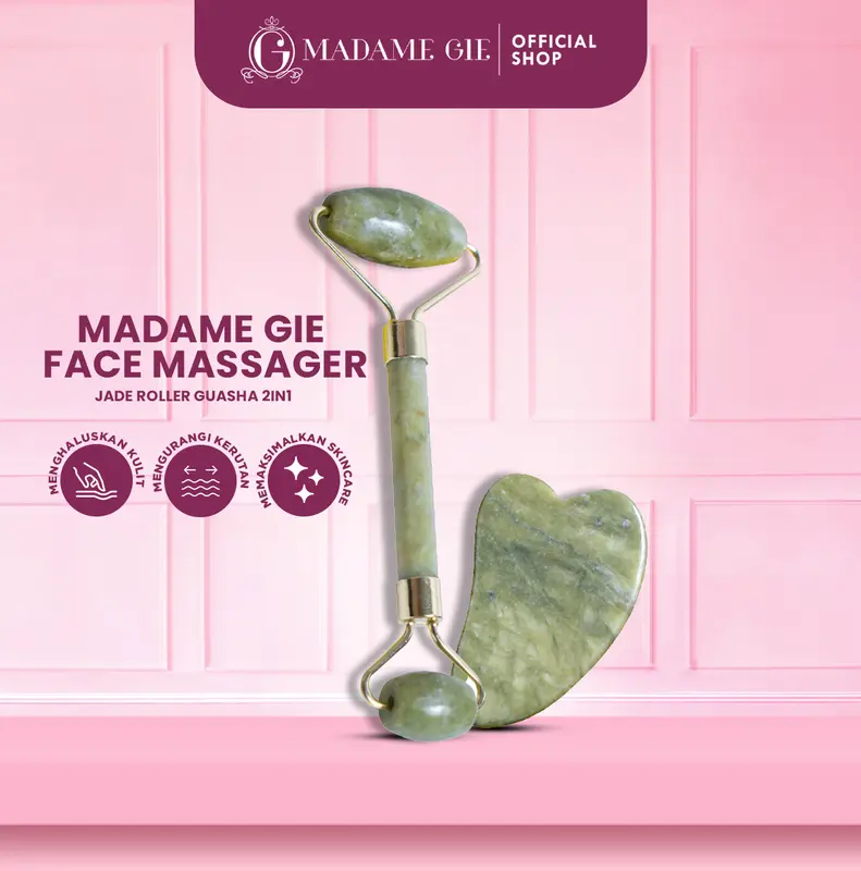 Madame Gie Face Massager - Jade Roller Guasha 2in1 mengencangkan wajah 0