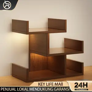 Rak Buku Kayu  Mini Rak Buku  Belajar Kayu Susun Rak Desktop Storage Rak Organizer Dengan Laci meja konsul Furniture