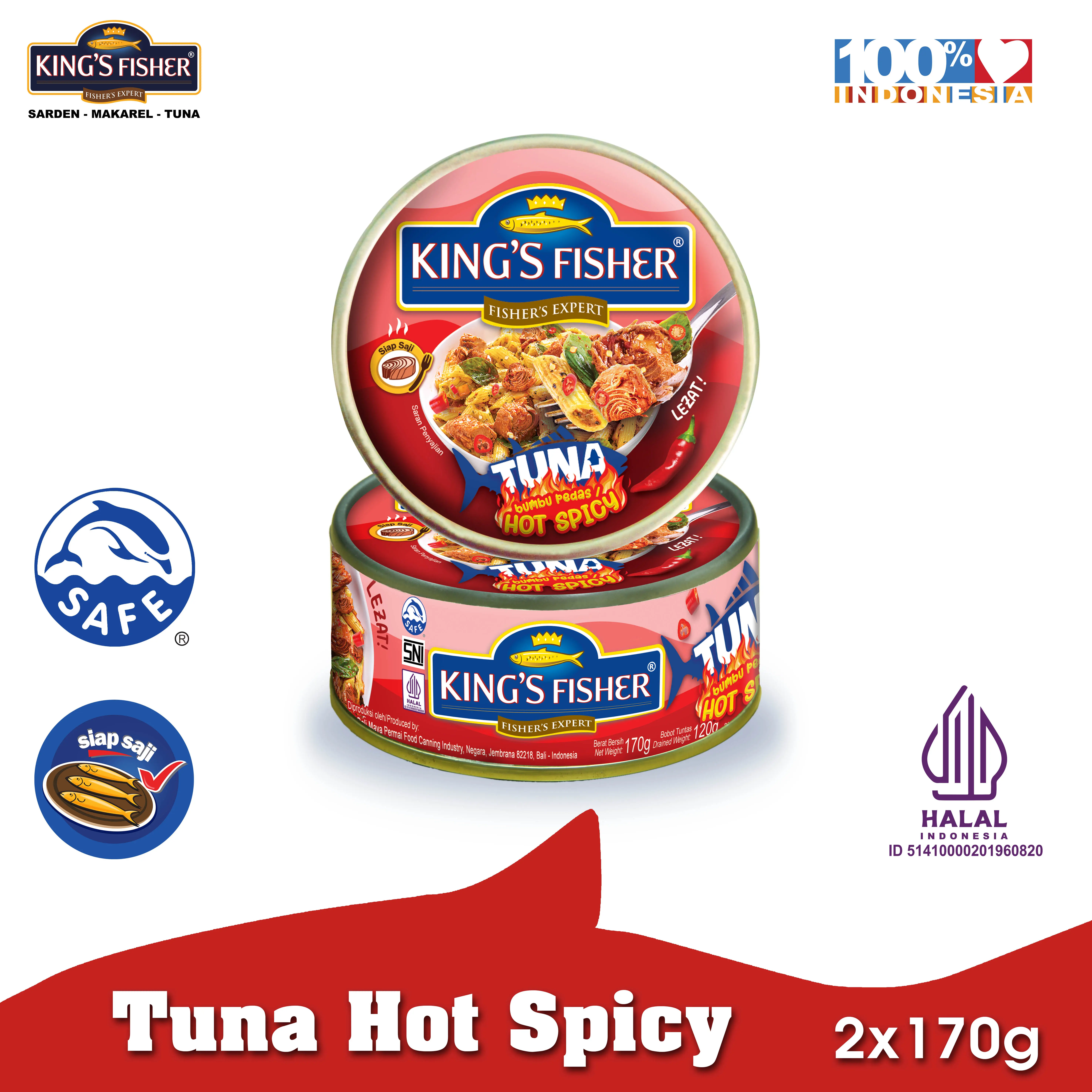 Paket 2 Pcs King's Fisher Tuna Kalen Canned Hot Spicy Daging Tuna 170g