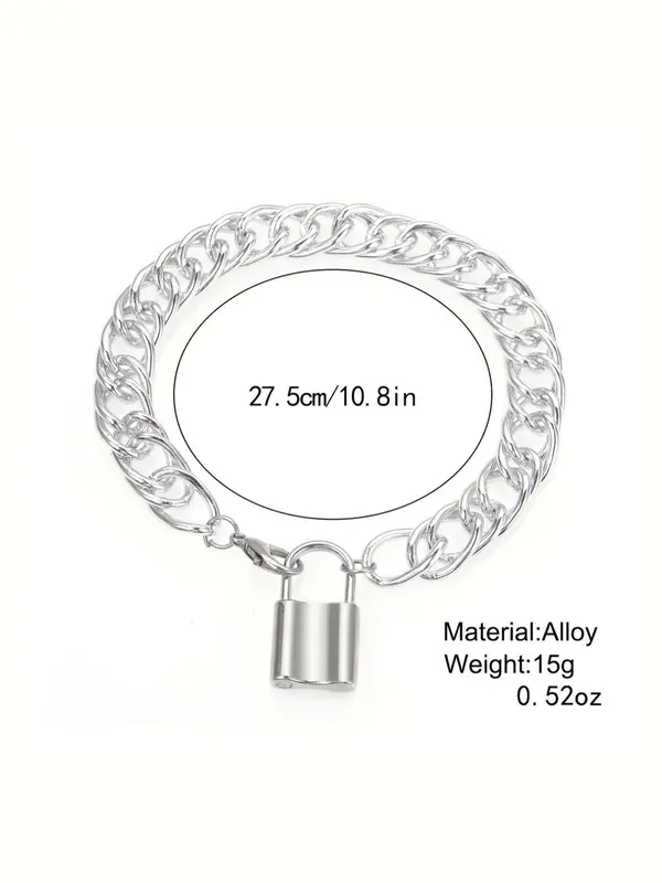 Fashion Chunky Chain & Lock Design Pendants Anklet for Women & Girls, Casual Simple Plain Anklet for Party, Daily Clothing Decor, Trendy All-match & Exquisite Jewelry for Birthday Gift, Gifts for Her 1