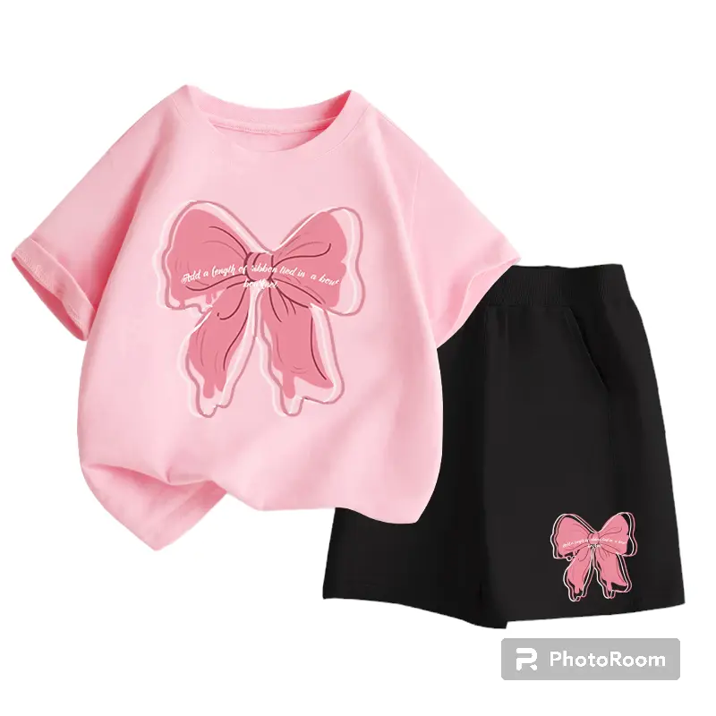 Sét quần áo cộc tay mùa hè in hình nơ kẹp chất vải cotton  mềm mịn cho mẹ và bé siêu mát 10-55kg Nữ Women
