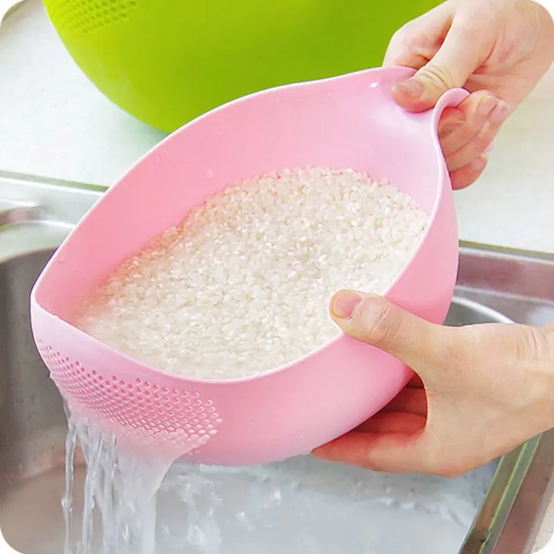 1PC Rice Sieve Plastic Colander Kitchen Drain Basket with Handles ...