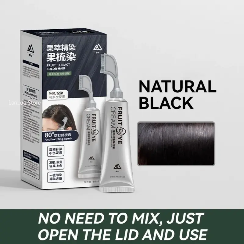80ml Black Comb Hair Dye Pure Plant-based