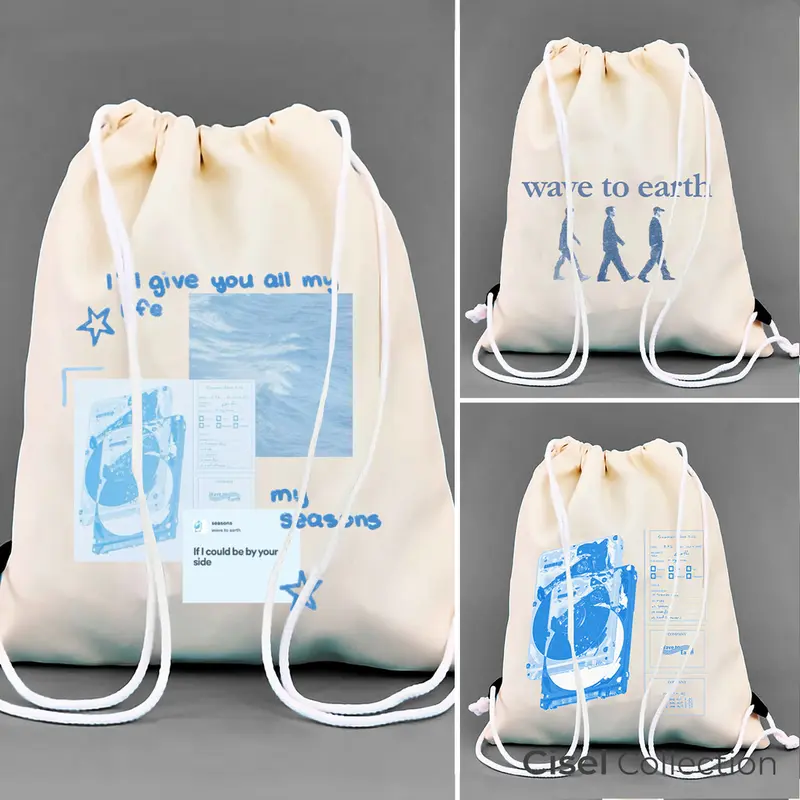 Tas Serut String Bag Kanvas Tebal Wave to Earth Band Rock Indie Ukuran 30x40 0