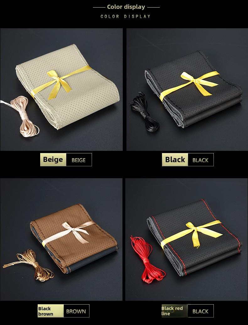 Product Introduction of Hand Shears Leather Steering Wheel Cover Leather Layer Handle Cover Non-Slip Breathable Car Supplies 7