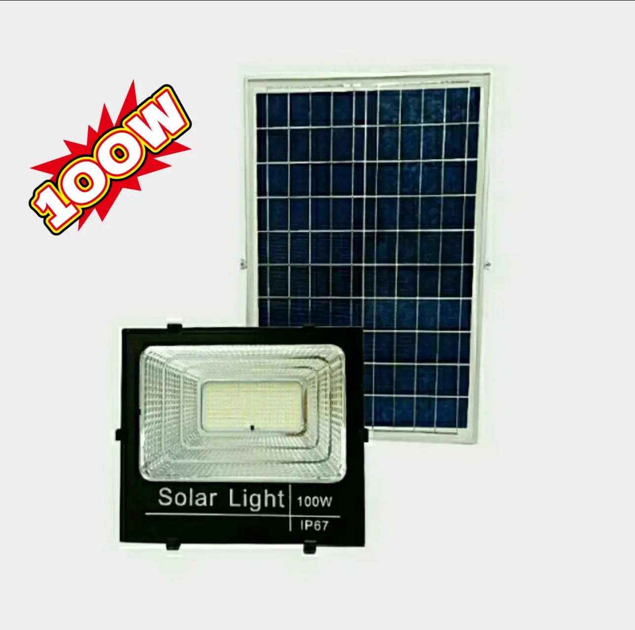 [ใหม่] ไฟพลังงานแสงอาทิตย์ 100W, ไฟ LED พลังงานแสงอาทิตย์ ABS 100W พร้อมแผงแบตเตอรี่ทนทานเป็นพิเศษ, ชิป LED สว่างเป็นพิเศษ 350 ดวง, รีโมทคอนโทรลอัจฉริยะ, เซ็นเซอร์อัตโนมัติ, สายเชื่อมต่อ 5 ม., เวลาไฟส่องสว่าง 10-13 ชั่วโมง, รับประกัน 24 เดือน
