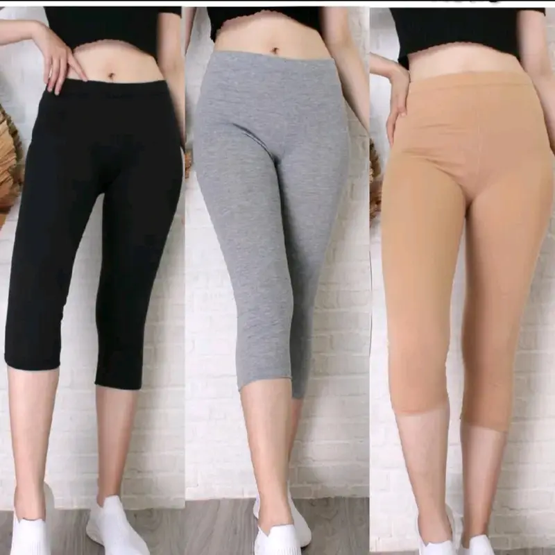 DAPAT 3 PCS LEGGING 7/8 BAHAN SPANDEK JERSEY TEBAL Nyaman 2