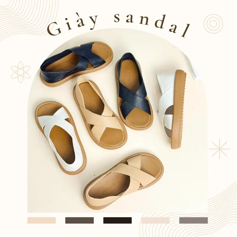 [FORM RỘNG LÙI 1 SIZE] Giày Sandal 3cm Hở Mũi Quai Chéo Chất Liệu Da Bò Thật H312 Pixie 0