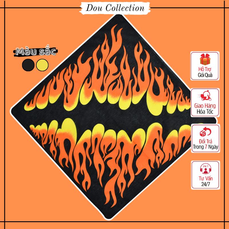 Khăn Bandana Unisex Khăn Turban Họa Tiết Lửa Phong Cách Đường Phố Hiphop - Chất liệu Cotton - Size 55x55cm - Mã B047