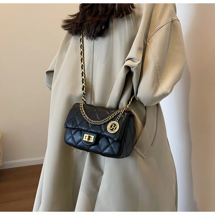 Túi xách nữ đeo chéo da mềm dây đeo phối xích thời trang cá tính hàng quảng châu cao cấp T329 Bag Đeo Vai 8