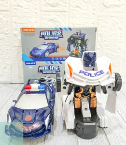Mainan Anak Police Deformation Mobil Sport Polisi Jadi Robot W6699-56