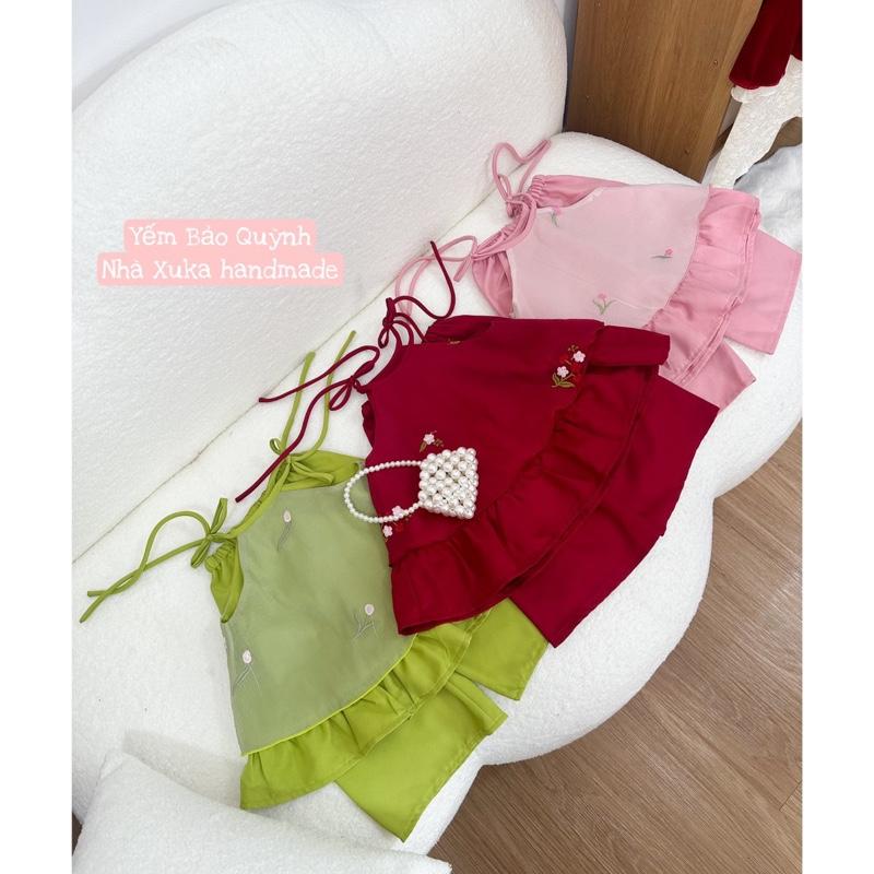 Yếm Bảo Quỳnh voan thêu 2 lớp cho bé gái(Nhà may Xuka handmade)