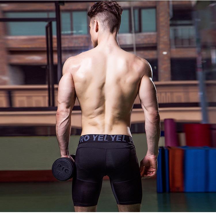 Product Introduction of Men'S Sports Shorts Fitness Training Running Elastic Quick-Drying Mesh Breathable Tight Shorts 4