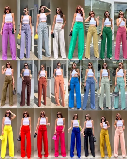 Celana Promthong KB01 High Waist Kulot Kancing Bulat Katun Tidak Stretch Bangkok Wanita