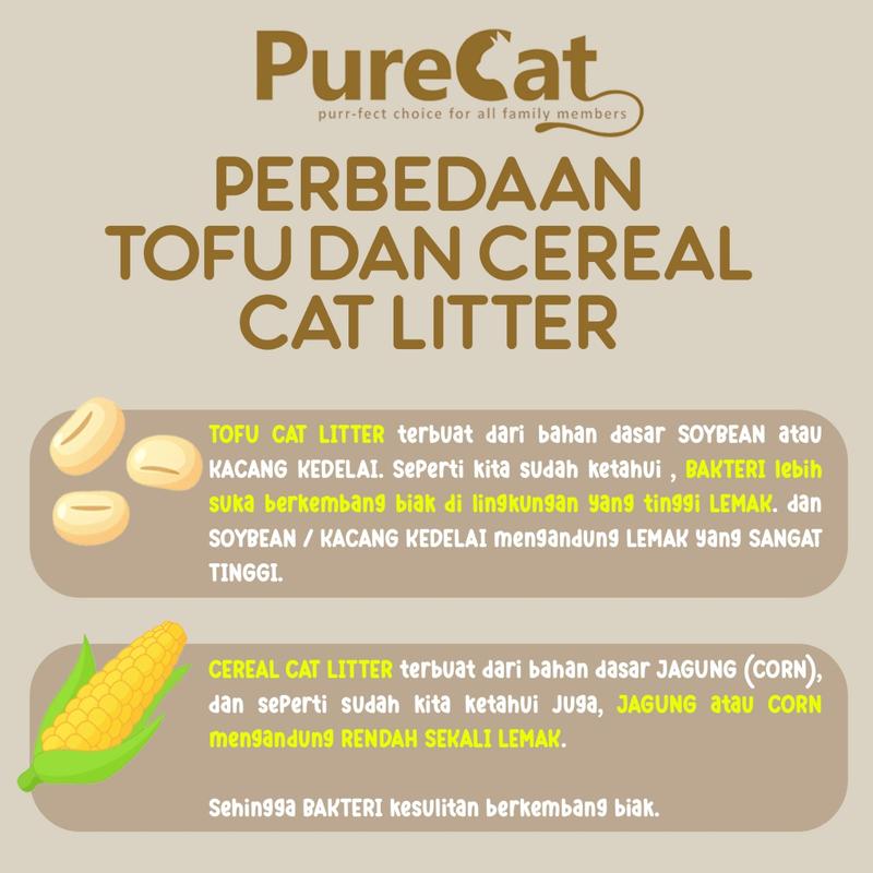 [BELI 5 GRATIS 1] PURECAT Pasir Kucing Cereal Original Tofu Cat Litter Tanpa Aroma 2