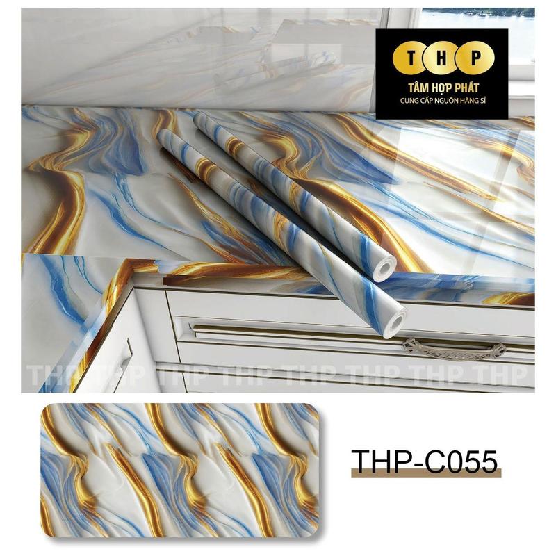 Cuộn 3 mét dán bàn , bếp , dán nhà tắm , dán tường vân đá- Dcal THP tráng nhôm dày dặn khổ 60cm