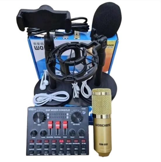  Combo Bộ míc thu âm BM900 và Card V8S bluetooth chuyên dụng hát live stream với đầy đủ chức năng chỉnh giọng âm thanh 