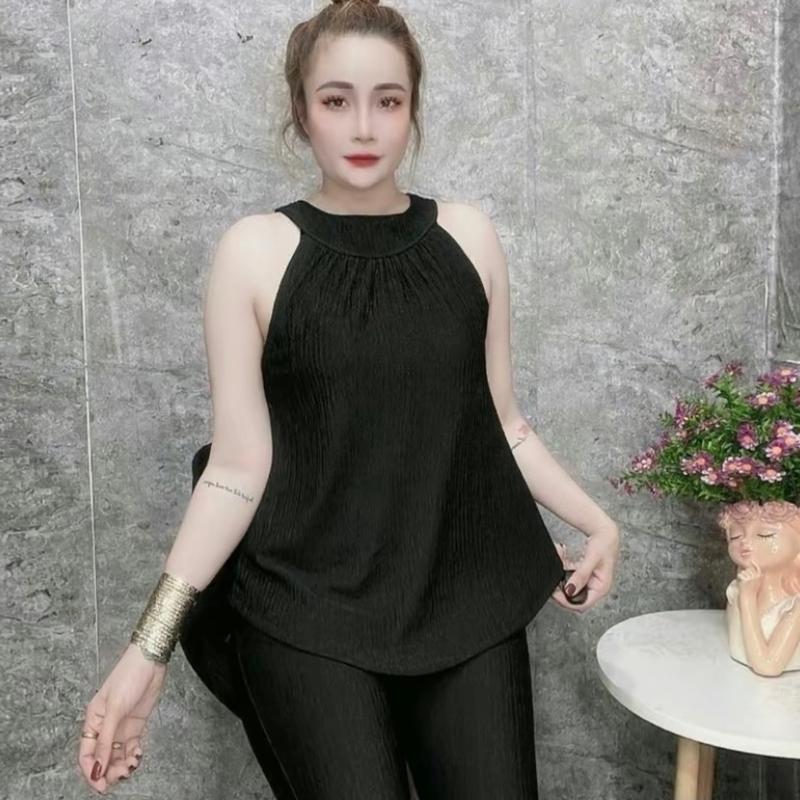 Đồ bộ lửng nữ Thun xốp nhật co dãn có túi áo cổ yếm size 40-70kg Women bộ ngủ lụa bigsize bo sleep home pijjama set bongu pijama macnha đũi Hoodie Boxy