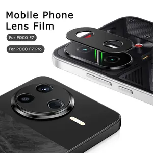 Cocok untuk Xiaomi POCO F7 / F7 Pro Pelindung Lensa Kamera Logam Bahan Aluminium Desain Berlubang Tanpa Mengganggu Foto Perlindungan Penuh Anti Bentur Warna Hitam