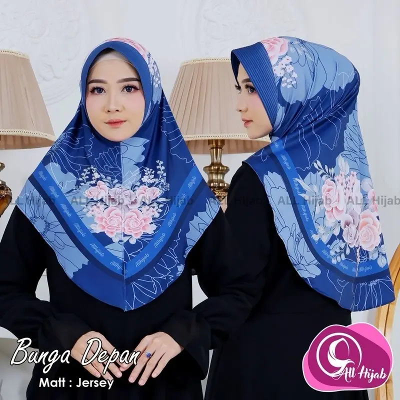 Jilbab Kerudung Instan Bergo Pet MOTIF PRINTING FLOW JERSEY PREMIUM