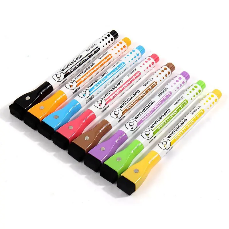 8pcs Magnetic Whiteboard Marker Pen Set, Whiteboard Marker Pen with Eraser, Writing Tools Supplies For Office School Home