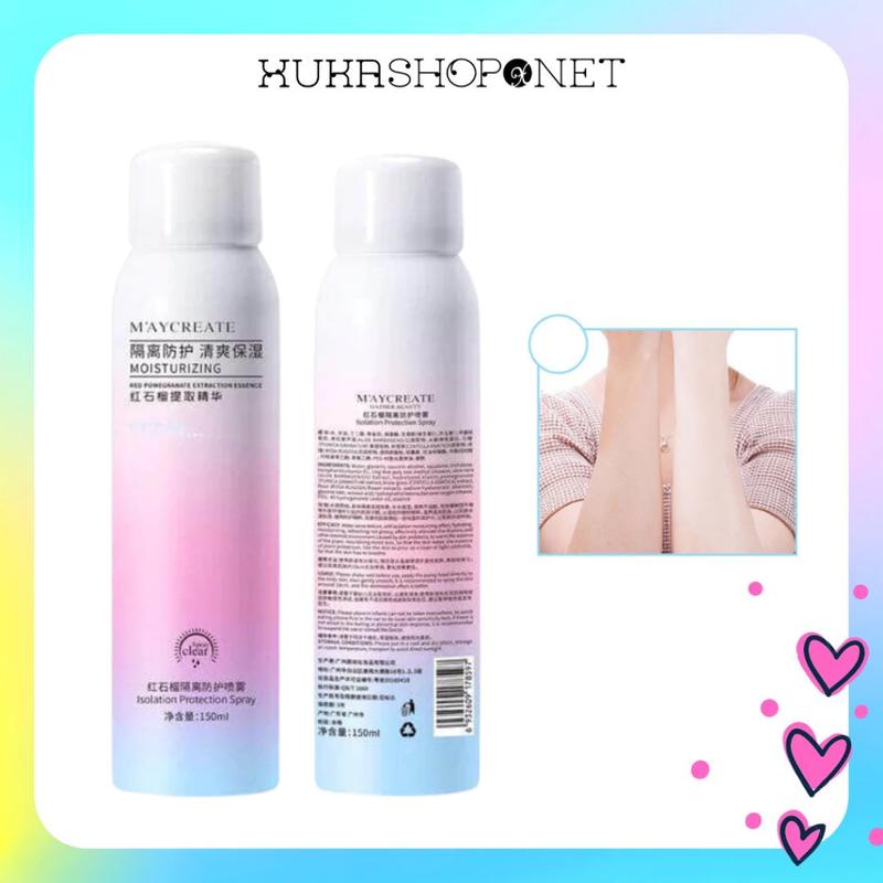 Xịt Chống Nắng Dưỡng Trắng Da MayCreate Moisturizing 150ml giúp chống nắng nâng tông và căng bóng da