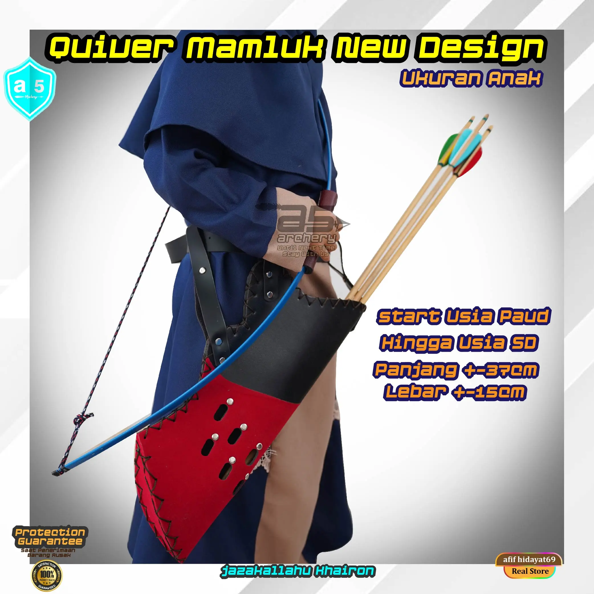 Quiver Tas Pinggang Anak Panah Tipe New Design Alima Archery Ukuran Anak Olah Raga Panahan Tradisional Outdoor