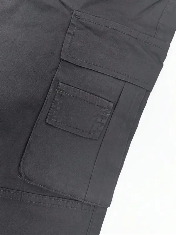 Men's Solid Multi-pocket Cargo Pants, Loose Casual Fashion Street Straight Leg Denim Pants for Daily Wear, Men's Trousers for All Seasons, Cotton 5