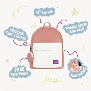 Leather Backpack Luna Two Tone Tas Kulit Ransel Sekolah Pastel Color wanita 0
