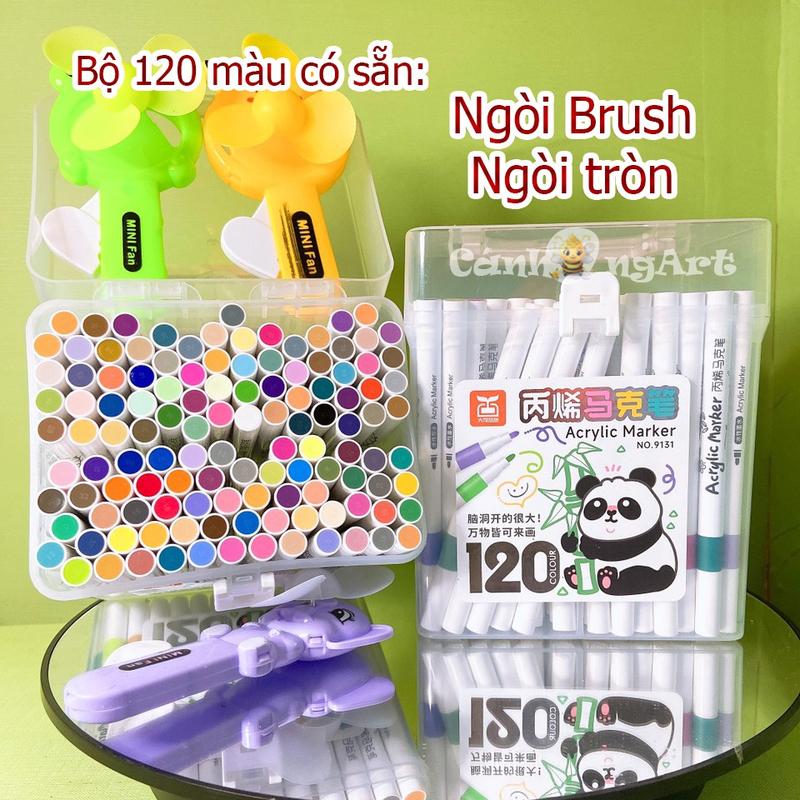 [80-120 màu] Bộ màu acrylic marker có sẵn ngòi brush và ngòi tròn tô vẽ được trên mọi chất liệu 120 bút màu ohuhu color pencil bomau thiên long