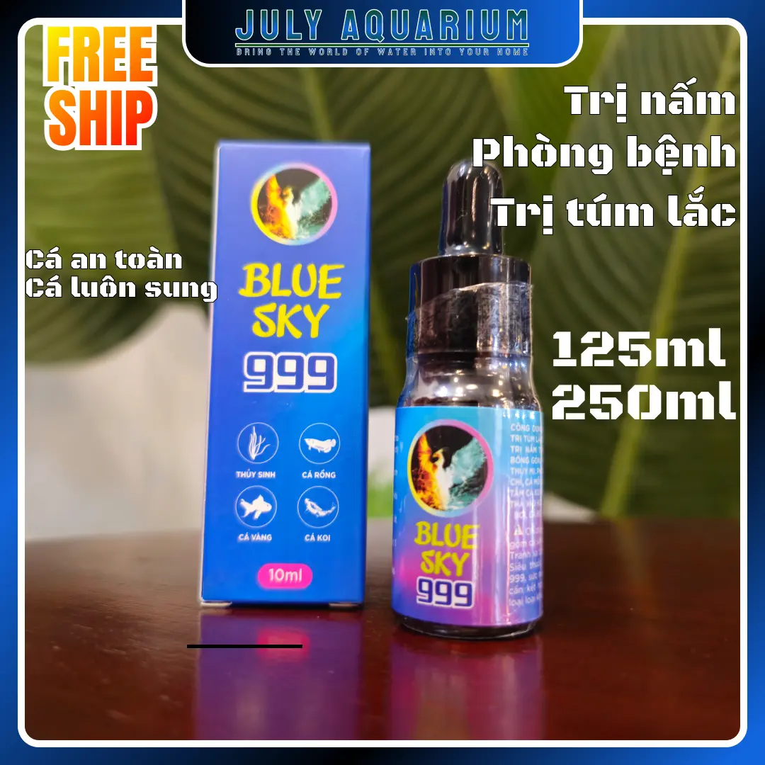 Blue sky 999 - Dung Dịch Xử Lý nước cá, phòng bệnh, trị nấm trắng, nấm đen,... trị túm lắc cho cá 7 màu, xử lý trùn chỉ.