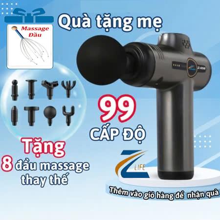 Máy massage cầm tay cao cấp  Z658, Máy Matxa kèm theo 8 đầu massage, 99 cấp độ, màn led, món quà ý nghĩa dành tặng người thân