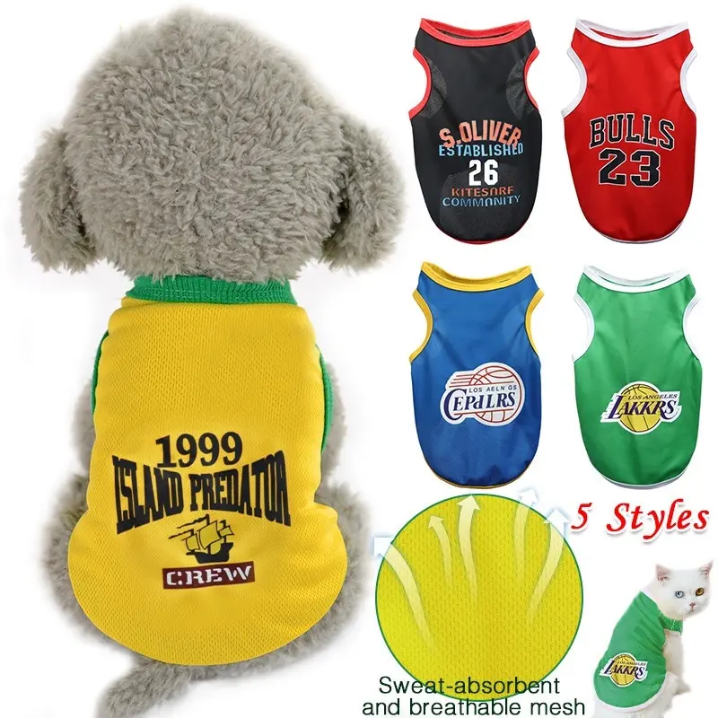 Summer Dog Clothes Mesh Breathable Sport Dog Jersey Basketball Clothes Puppy T-Shirt Summer Pet Cat Shirts For Small Large Dogs