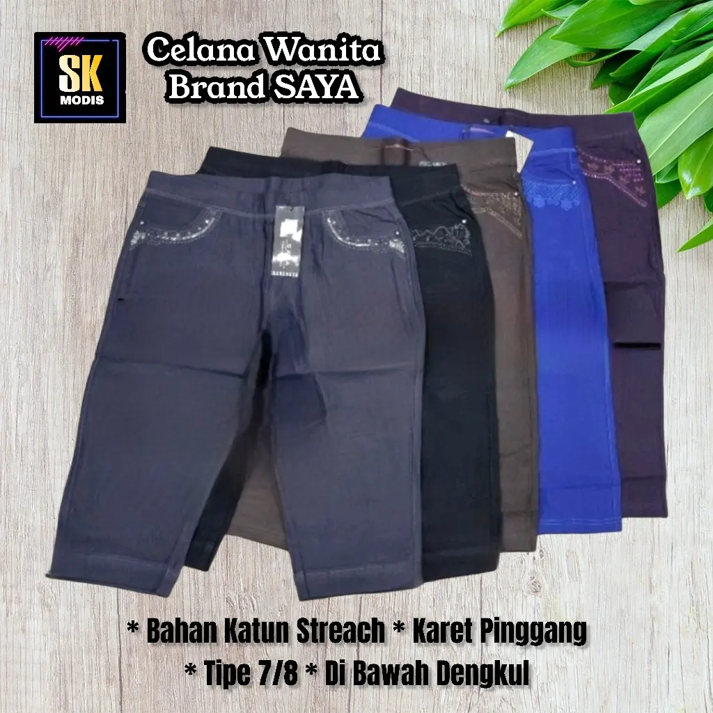 CELANA PENDEK SAYA 7/8 KATUN STREACH || DI BAWAH DENGKUL || STANDAR DAN JUMBO || CELANA PENDEK WANITA CASUAL NYAMAN || skmodis