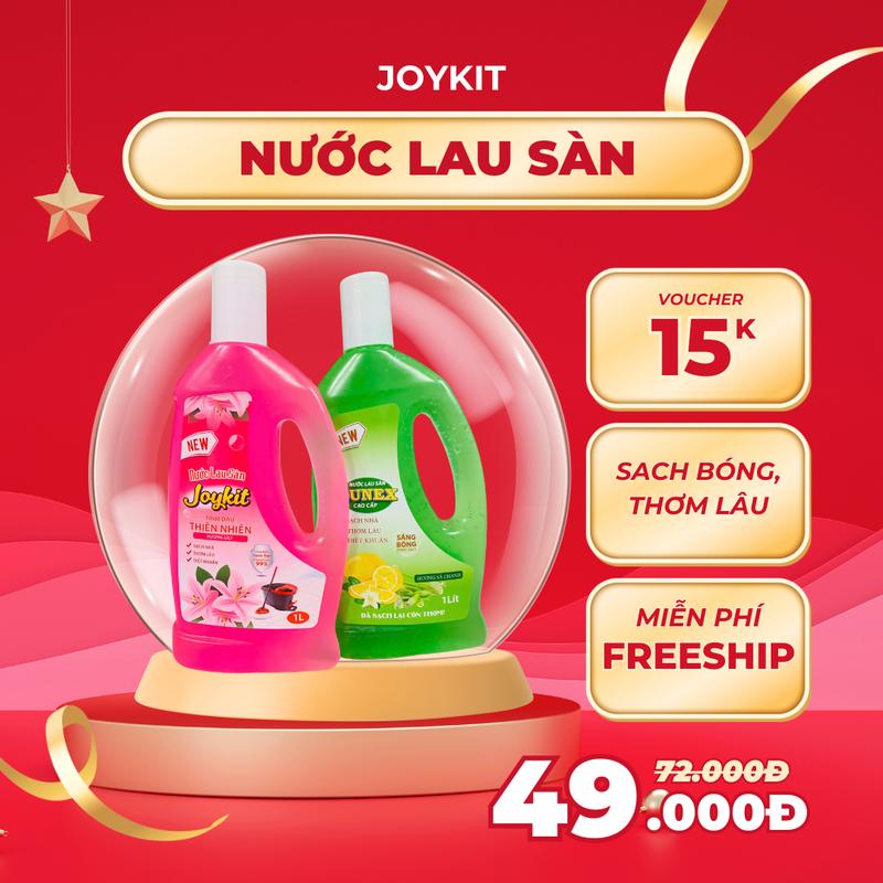 [Mua 1 Tặng 1] combo 2 chai lau sàn 1 lít hương quế và hương xả chanh JOYKIT kháng khuẩn , thơm ngát , làm sạch 0