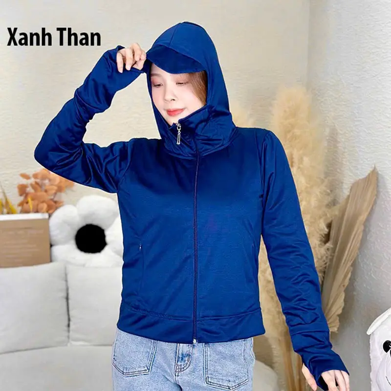 Áo chống nắng nữ 1 lớp thông hơi, áo nắng nữ siêu mát co giãn 4 chiều chống uv cản gió bụi 2