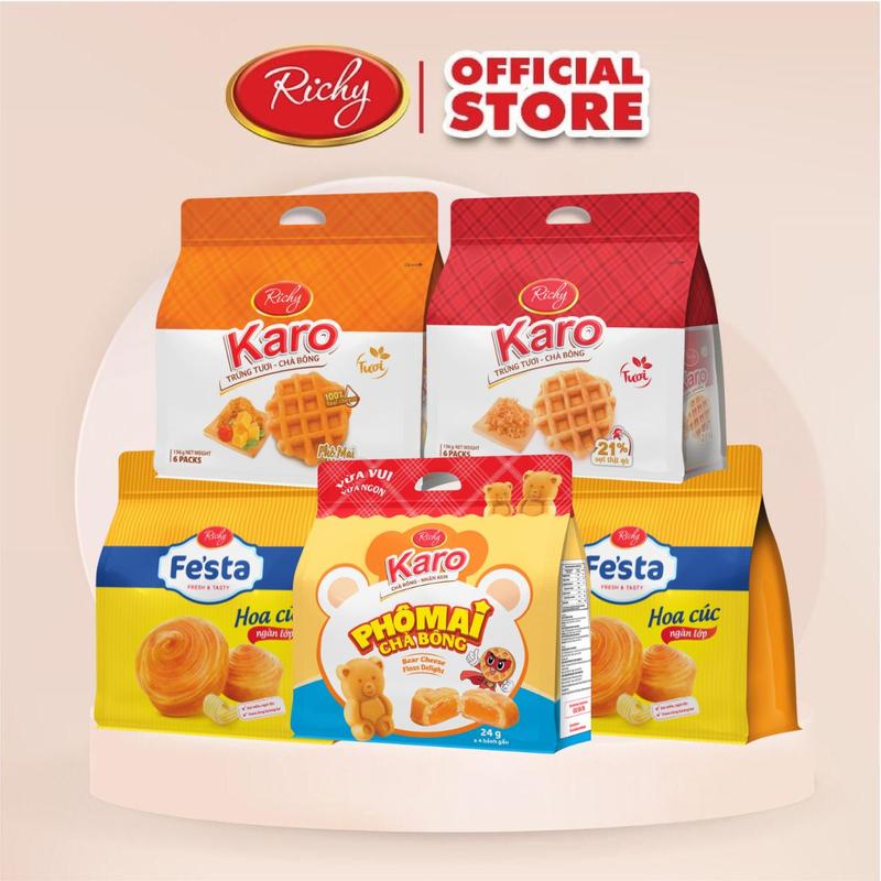  Combo Bánh mì tươi đại chiến: bánh mì Karo trứng tươi chà bông bánh mì hoa cúc Fes'ta Bánh Karo gấu chà bông nhân phô mai Snack Ăn Vặt banh gaun han kemsua 