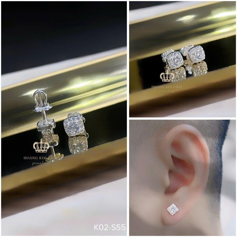 Bông tai nụ bạc nam nữ Hoàng Minh Châu Jewelry - bộ sưu tập khuyên tai nam nữ chuẩn bạc cao cấp 1